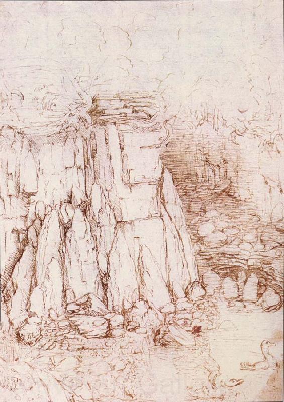 LEONARDO da Vinci A rock gorge Spain oil painting art